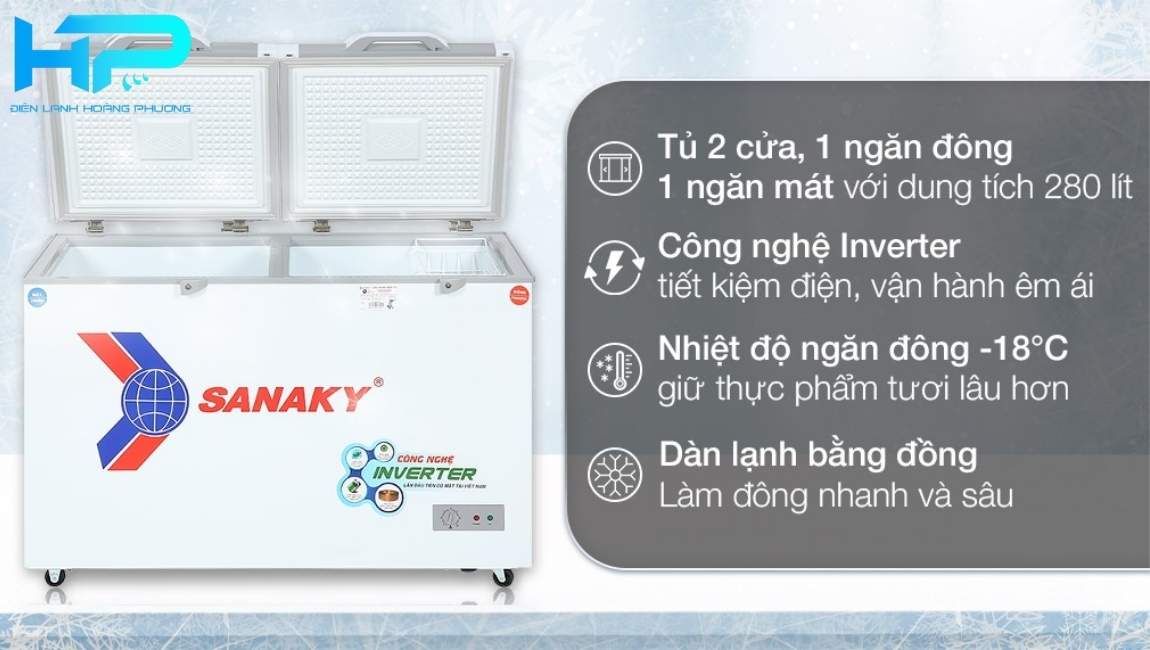 Tu dong Sanaky Inverter 280 lit TD.VH4099W4K